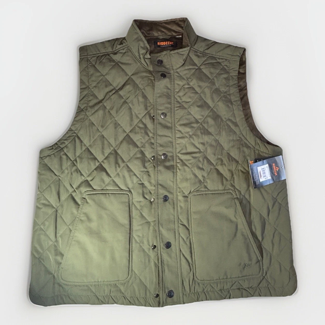 RIDGECUT Toughwear Men’s Green Vest Quilted Work Zip Outdoor Utility Size XL