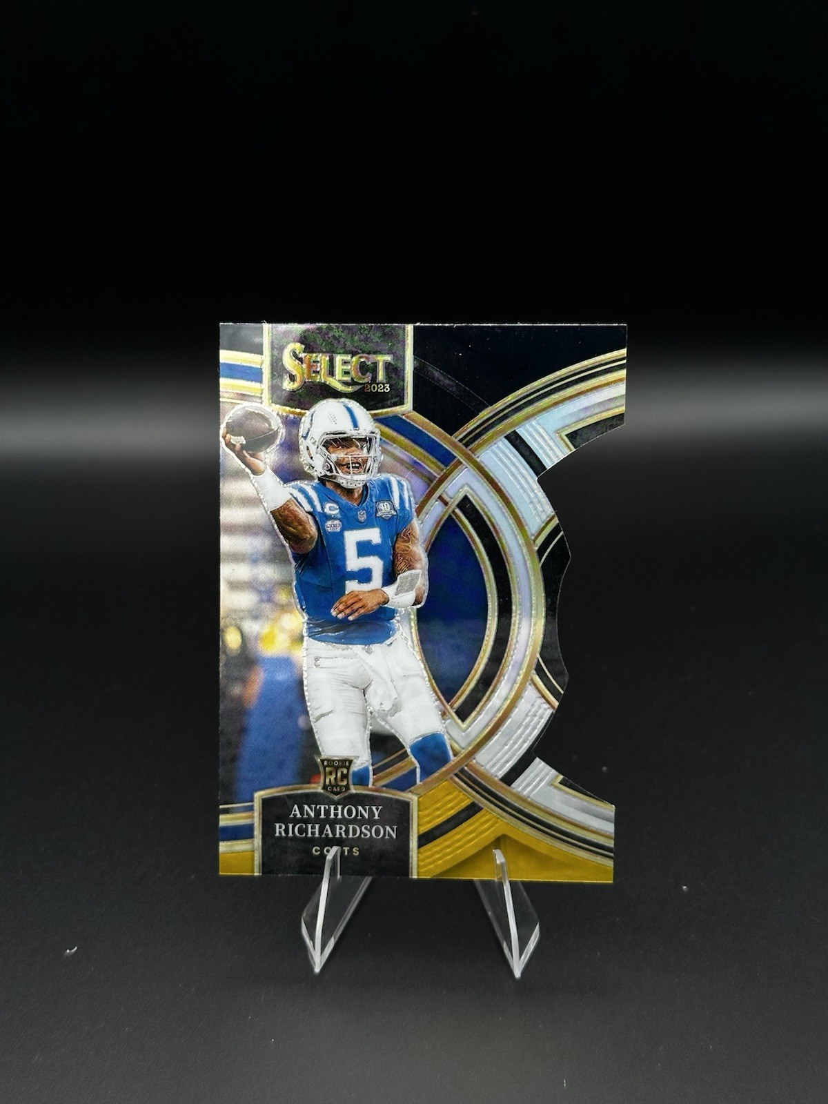 2023 Panini Select - Anthony Richardson #117 Black & Gold Prizm Die-Cut (RC)