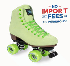 Sure-Grip Boardwalk Roller Skates Key Lime Green Suede Outdoor Wheels Abec