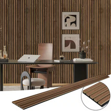 Walnut Wood Slat Acoustic Panels MDF Decorative Wall Paneling 4 Piece 21 Sq Ft