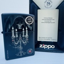 Zippo Anne Stokes Grim Reaper Candelabra Black Lighter 2015 Boxed Scarce New