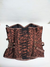 Charmian Corset Size XL w/ Belt Pouch, Steampunk, Victorian Floral Pattern