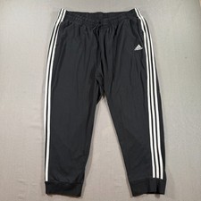 Adidas Essentials 3 Stripes Pants Womens 2X Plus Black Slim Tapered Cuff Joggers