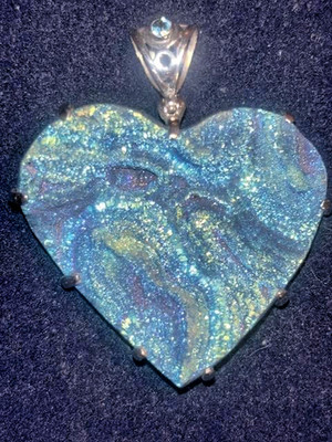 Stunning Heart Shaped Starborn Drusy Pendant .925 Sterling Silver
