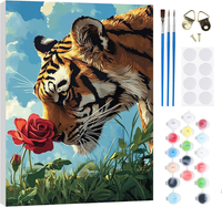 Ricuved Tiger Blume Malen Nach Zahlen Erwachsene Kinder,Tier Malen Nach Zahlen D