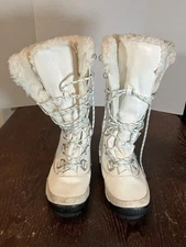 Bearpaw Womens Snow Boots White Tall Sz 9 Faux Fur