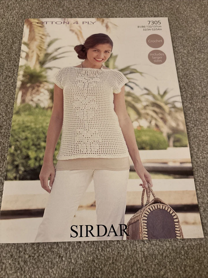 Sirdar Knitting Pattern 7305. Cotton 4 PLY Top Crochet - Image 3 of 3