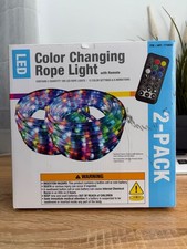 18ft LED Color Changing Rope Light with Remote, 2-pack