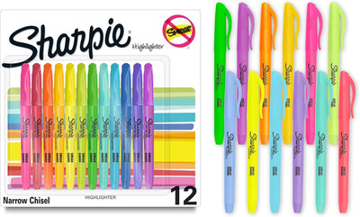 Sharpie Pocket Highlighters, Chisel Tip, Assorted Colored Highlighters, Essentia