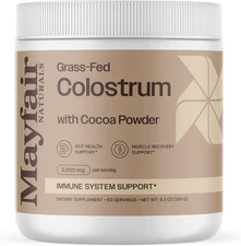 Grass-Fed Bovine Colostrum Supplement with Cocoa Powder, for Kids & Adults, Immu