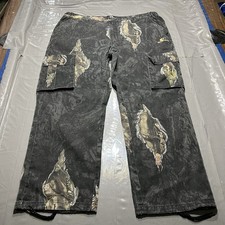 Mossy Oak Pants Mens XXL 44/46x32 Black Camo Cargo Eclipse Hunting Outdoor Y2K