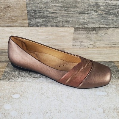 Trotters Stella Womens Ballet Flats Sz 10.5 N Brone Pewter Slip On Comfort