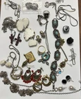 Lot of 28 Vintage To Current Costume Jewelry Pieces A Few Marked Silver Sterling