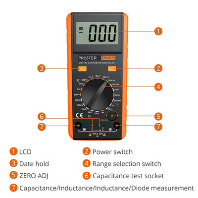LCR Meter - Capacitance Resistance Inductance Digital LCR Multimeter with LCD...