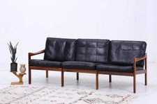 Mid Century Ledersofa von Illum Wikkelsø für Niels Eilersen / Musterring | Teak