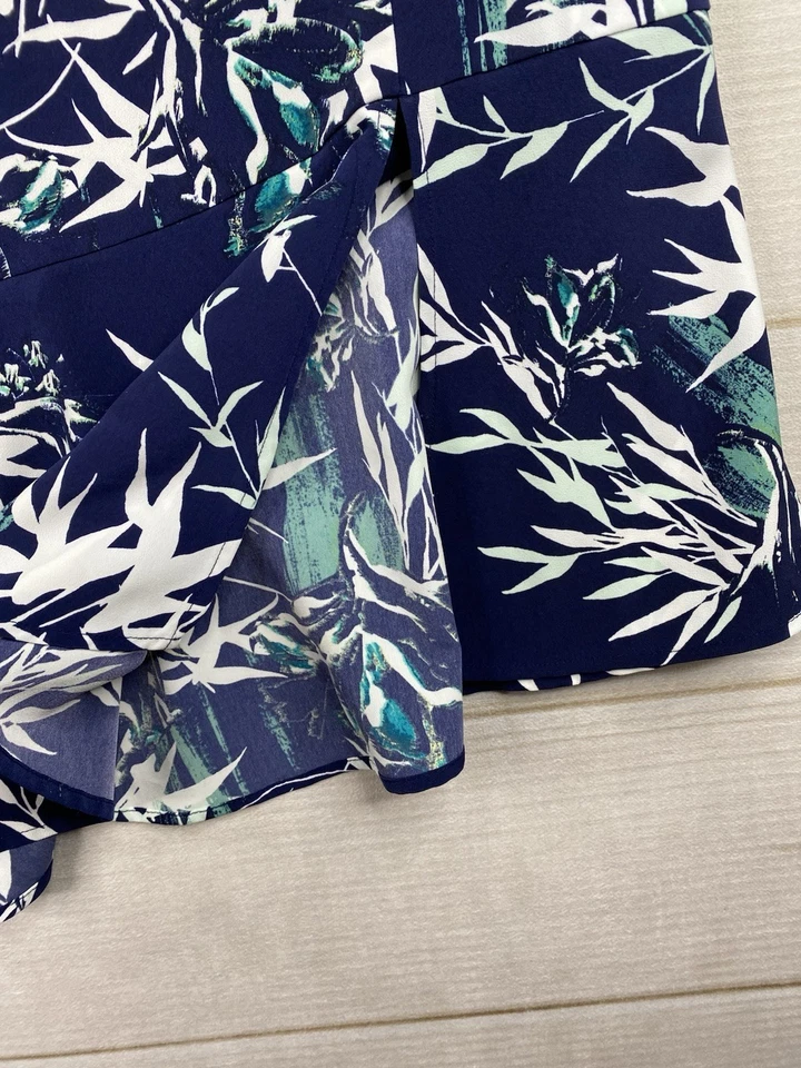 Falda SEJOUR 16W Azul Floral Tropical Asimétrico Volantes Dobladillo Dividido Cremallera Foto 2 de 4