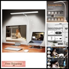 Airlonv LED Desk Lamp with Clamp 17" Stepless Dimming Light White