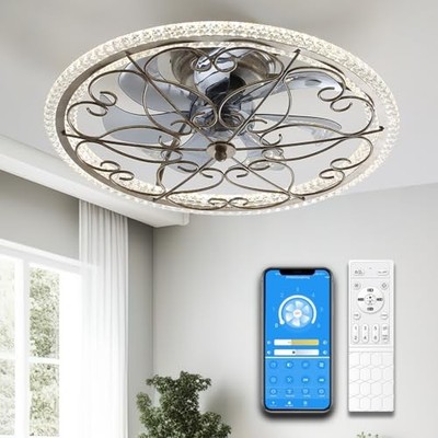 LIFETIME FAN LIGHTS REMOTE LOW PROFILE 20'' CEILING LIGHTS CEILING - RETRO SILVER
