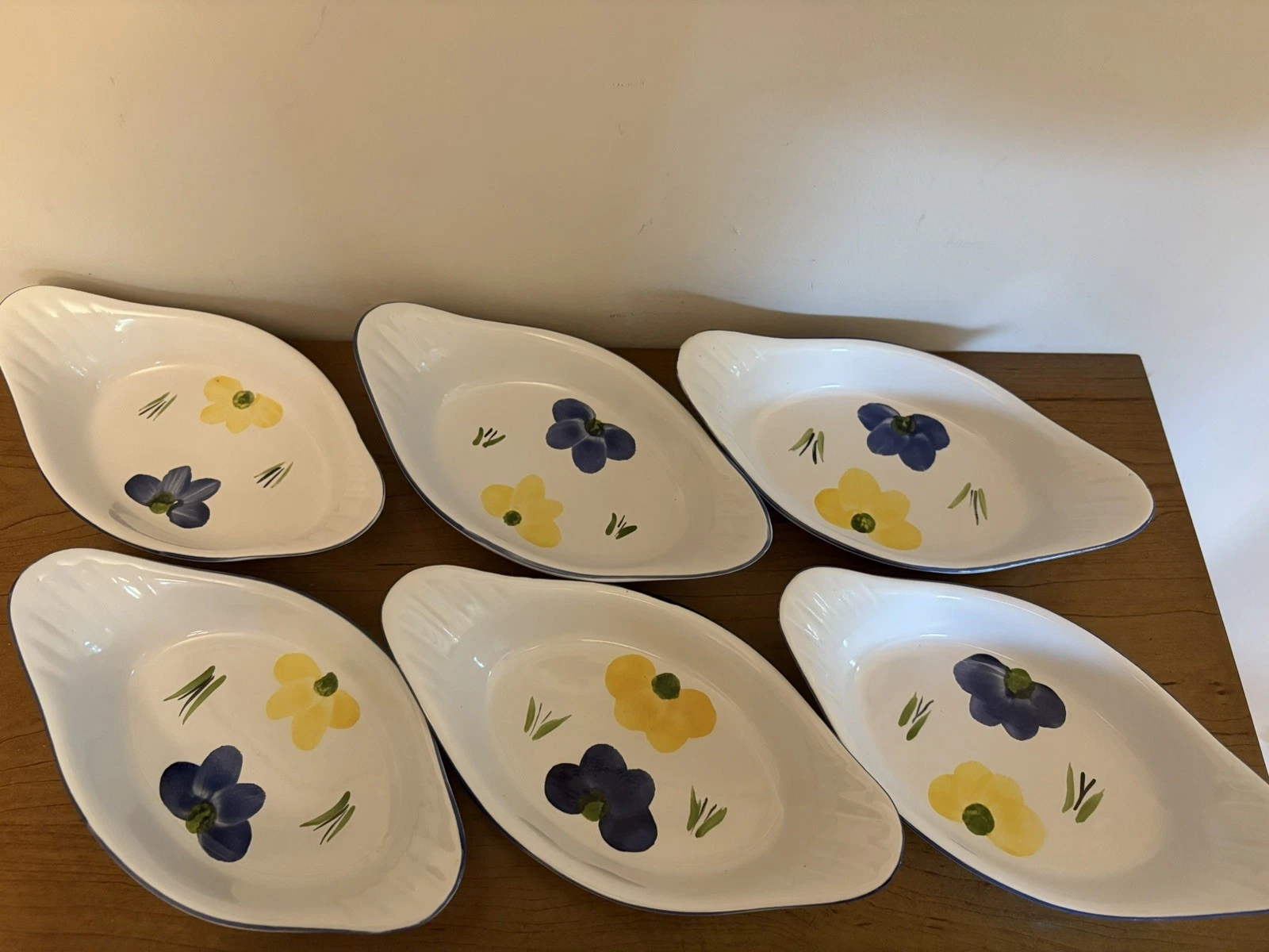 Set of 6 MAXAM Hand Painted Floral Oval Individual Baking Dishes Portugal # 150