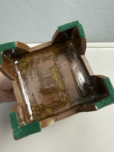 Kunstkeramik TEELICHT KERZENHALTER erdige Patina 7" hoch schwer atemberaubend - Bild 6 von 10