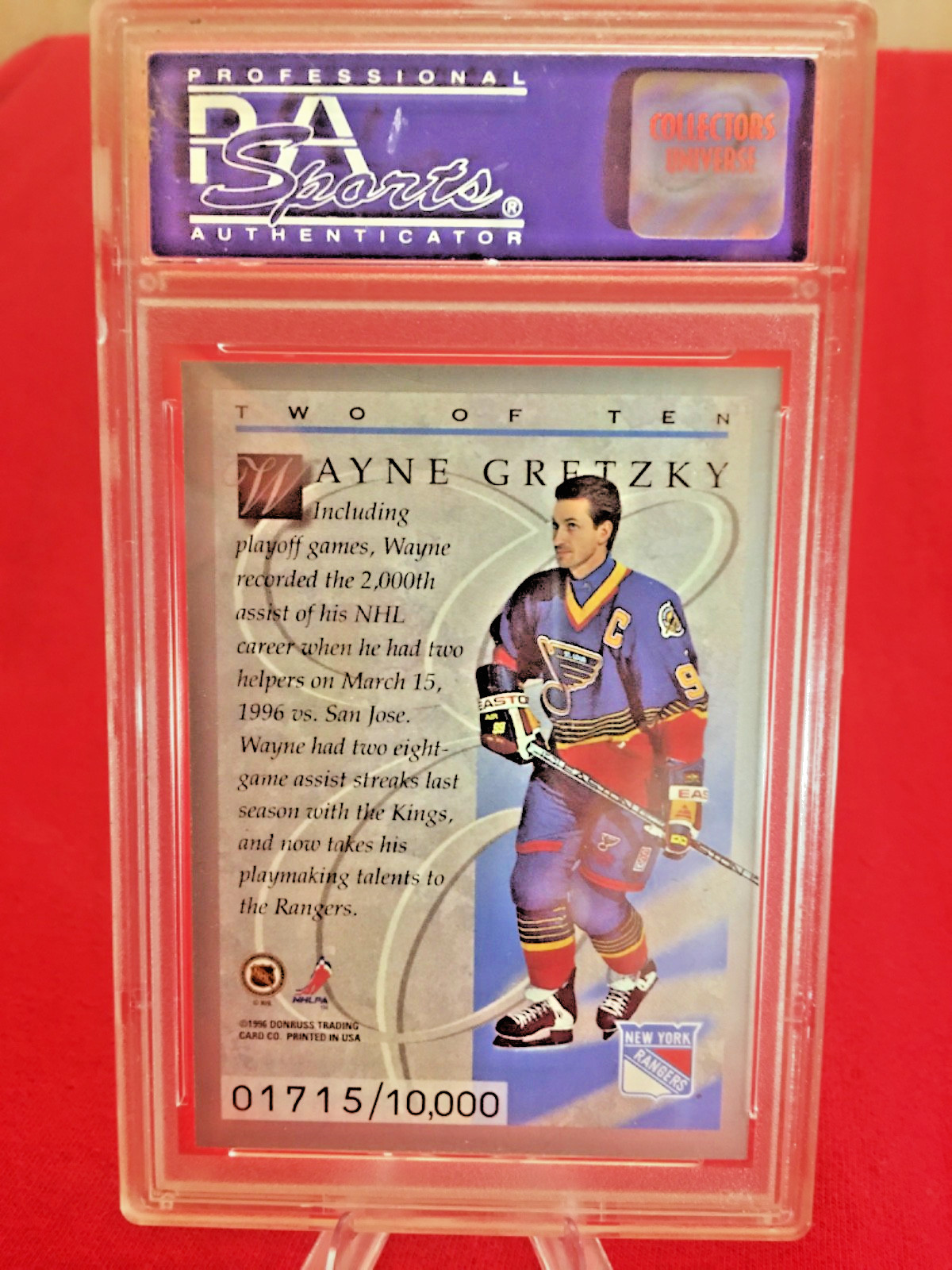 1996-97 Wayne Gretzky Donruss Elite Insert #2 SN#01715/10,000 PSA 9 view 2
