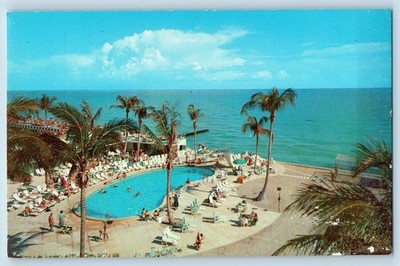 c1960 Florida FL Postcard Southern Coast Palms Sandy Beaches Pool Exterior View