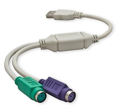 USB to Dual PS/2 Adapter for Mouse and Keyboard (White)