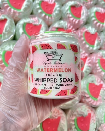 Watermelon WHIPPED SOAP 180gr Jar | Body Wash | Shaving Cream | Small Gifts - Picture 3 of 5