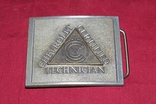 Old Chevrolet Certified Technician Belt Buckle Vintage Car Auto GM Chevy Brass