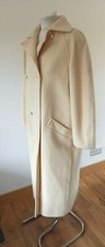 Vintage Planet Cream Ivory Wool Blend Long Double Breasted Coat Uk 12 Elegant!