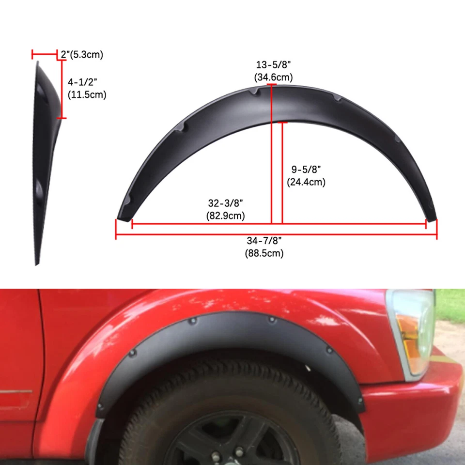 4.5" Flexible Fender Flares Wheel Arches Matte Widebody For Peugeot 206 207 208 - Image 2 of 4