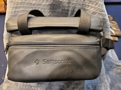 Samsonite Camcorder Camera Bag Black Leather Shoulder Strap Adjustable Sections