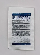 20 IBUPROFEN TABLETS 200 MG - 10 PACKETS OF 2 FIRST AID SURVIVAL EMERGENCY KIT
