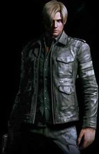 Resident Evil 6 RE 6 Leon Kennedy's Black Leather Jacket for Men