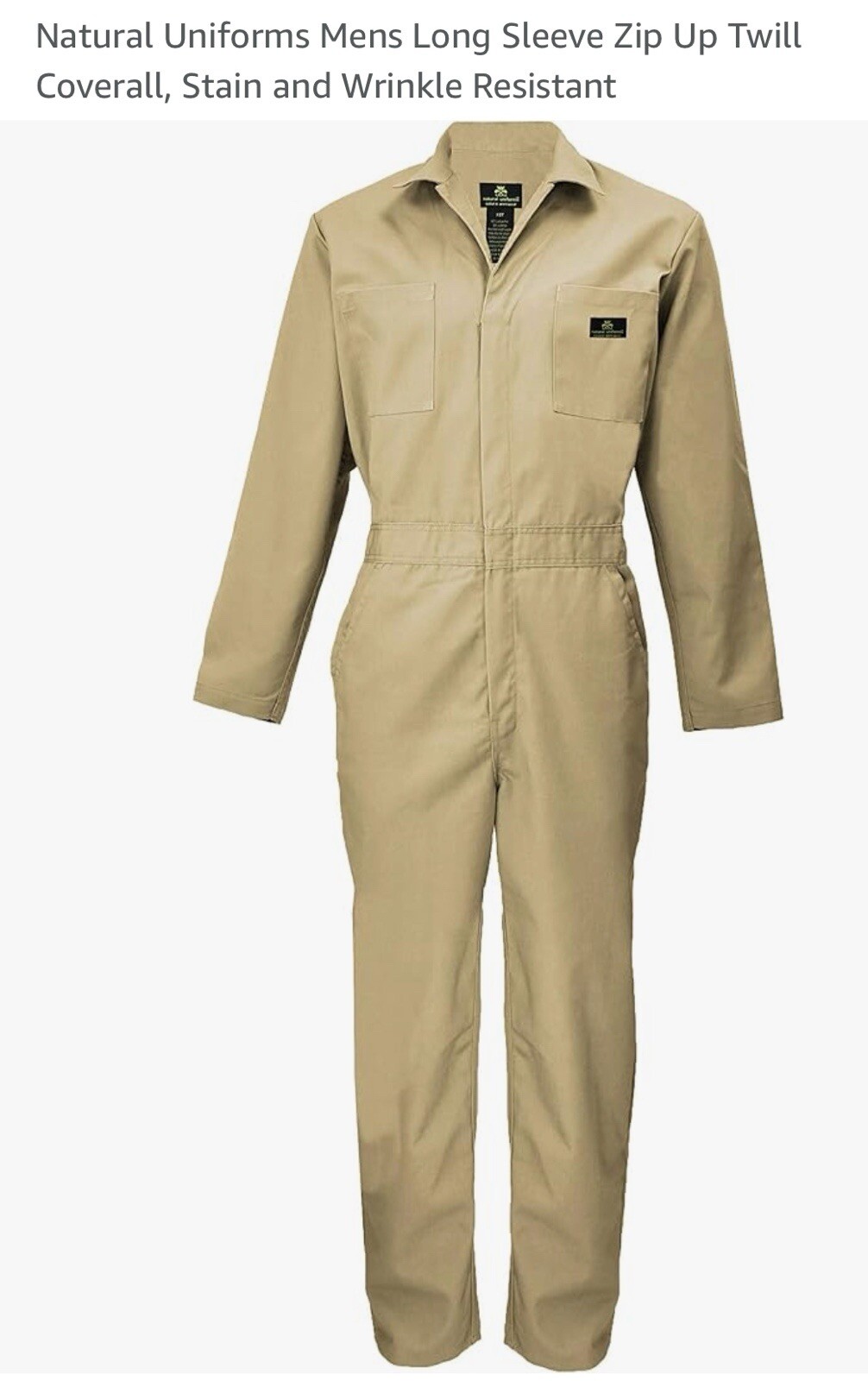 NATURAL UNIFORMS new Large TALL Men's Khaki tan Coveralls Lightweight  NWOT