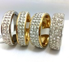 Wholesale 30 X 2 / 3 Row Zircon Stainless steel Rings Wedding Engagement Gift