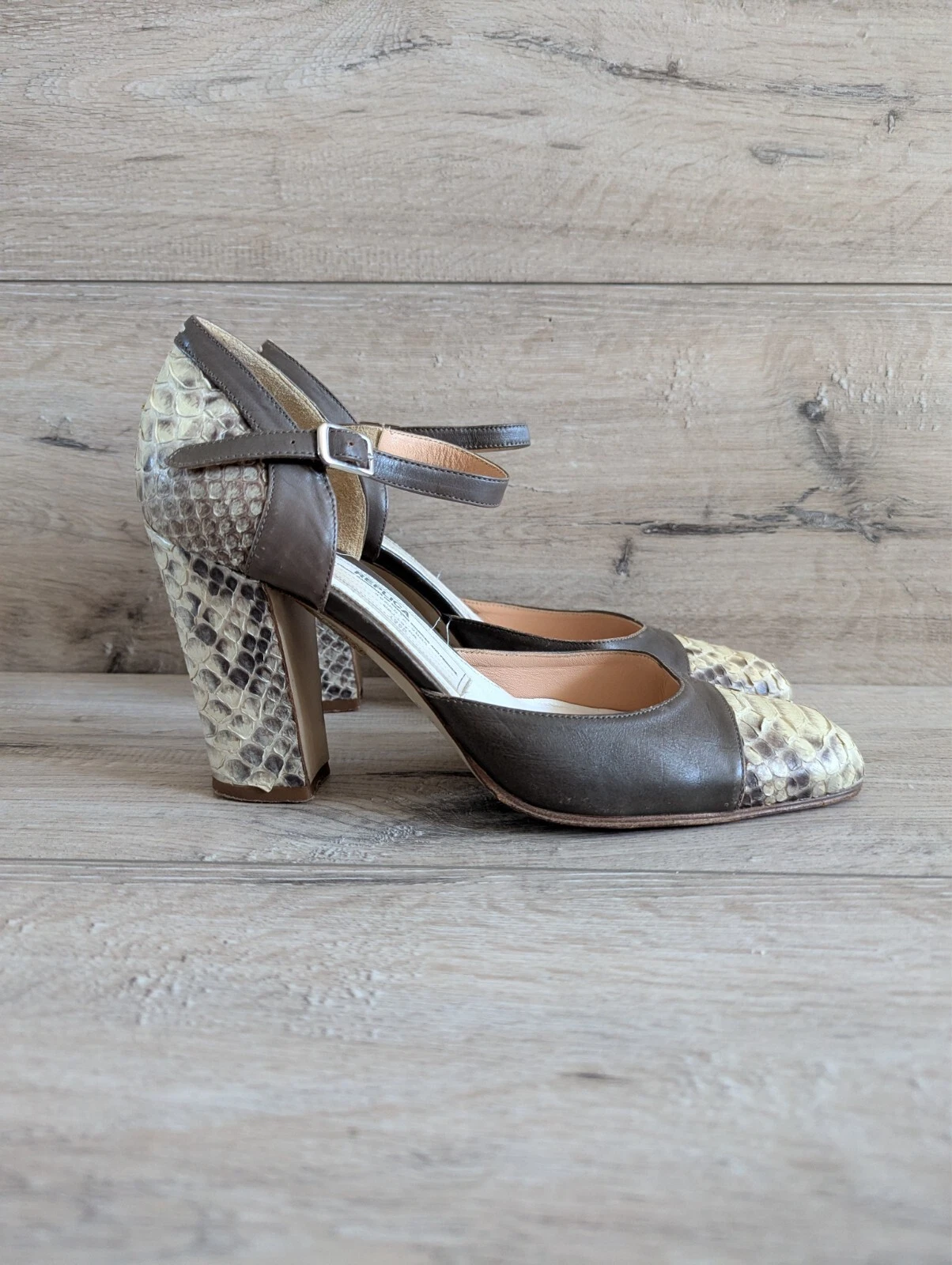 Scarpe decolte tacco Maison Margiela replica cinturino pelle rettile taglia 39