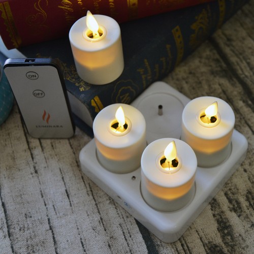 Luminara Rechargeable LED Tealight Votives Candles with Moving Flame Wick Set 4 - Picture 9 of 9