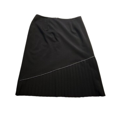  Fashion Bug Women's Black Half Pleated Back Zip Skirt Size 14W B18