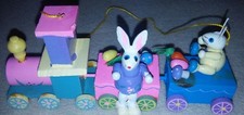   Vintage Easter Train Hand Painted Wood Train 