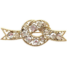 Vintage Rhinestone Knot Barrette Glam Wedding Bridal Hair Accessories 2.75"