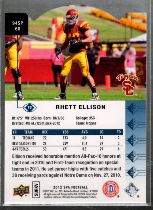 B1151- 2012 SP Authentic 1994 SP Die Cut #94SP60 Rhett Ellison SAMPLE PIC - Image 2 of 2