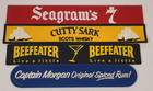 Bar Rail Runner Spill Mat Lot (4) Seagrams 7 Cutty Sark Beefeater Captain Morgan