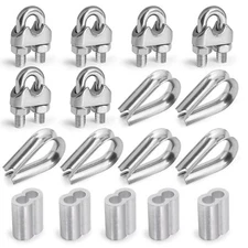M6 Wire Rope Accessory Set 6pcs Wire Rope Thimble - 6pcs Wire Rope Clamp - 6p...