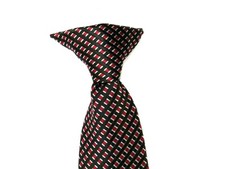 Child's Kids Neck Tie Clip On Black Red  White 15" LOW PRICE