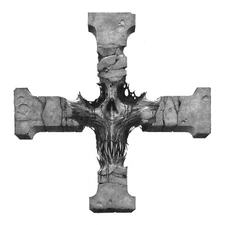 Giclee Skull Root in Cross 8" X 8" print, on onyx grey weathered gallery box.