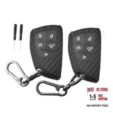 2 Pcs Key Fob Cover for Chevy,5 Buttons Silicone for 5 buttons 7-Carbon Fiber