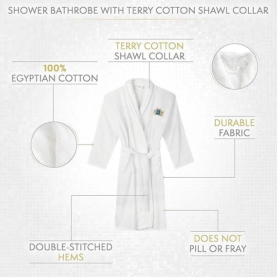 Baroque Royal's Kids Hooded terry Robe, 100% Egyptian Cotton, Shawl Collar Draws - Image 2 of 4