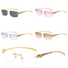 Fashion Square Sunglasses Men's Women Luxury Gold Rimless Hip Hop Shades Glasses