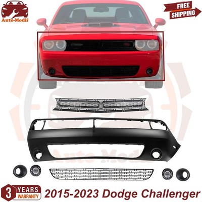 Front Bumper Cover Primed & Fog Light Assembly For 2015-2023 Dodge Challenger